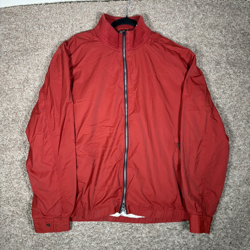 Tommy Bahama Mens Red Full Zip Bomber Jacket Travel Lightweight XL
